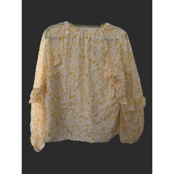 Intermix Floral Blouse Size 14 | Ruffle V-Neck Boho Romantic Top - Picture 4 of 6